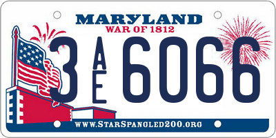 MD license plate 3AE6066