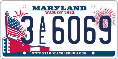MD license plate 3AE6069