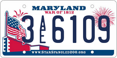 MD license plate 3AE6109