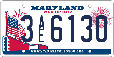 MD license plate 3AE6130