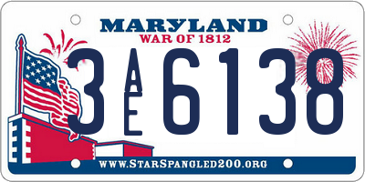 MD license plate 3AE6138