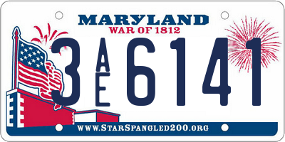 MD license plate 3AE6141