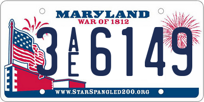 MD license plate 3AE6149