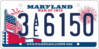 MD license plate 3AE6150