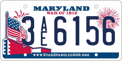 MD license plate 3AE6156