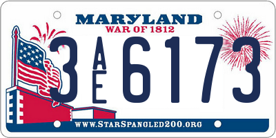MD license plate 3AE6173