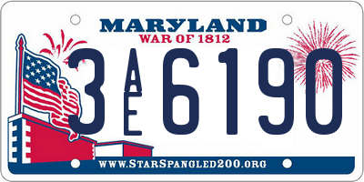 MD license plate 3AE6190