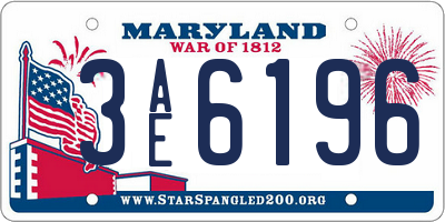 MD license plate 3AE6196