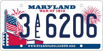 MD license plate 3AE6206