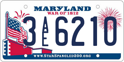 MD license plate 3AE6210