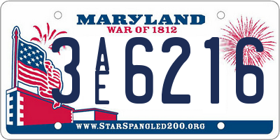 MD license plate 3AE6216