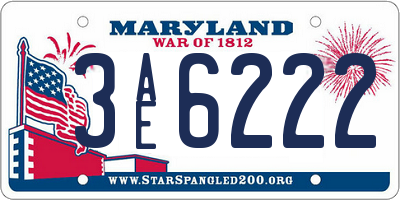 MD license plate 3AE6222