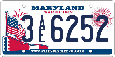 MD license plate 3AE6252
