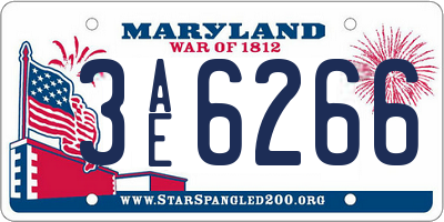 MD license plate 3AE6266