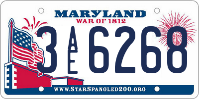 MD license plate 3AE6268