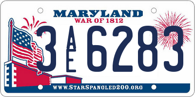 MD license plate 3AE6283