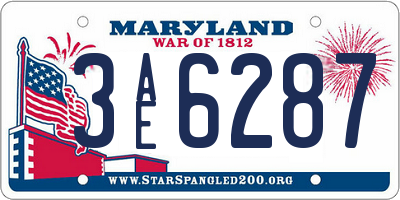 MD license plate 3AE6287