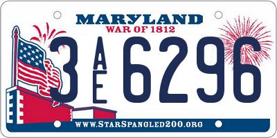 MD license plate 3AE6296