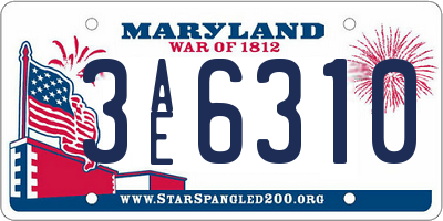 MD license plate 3AE6310