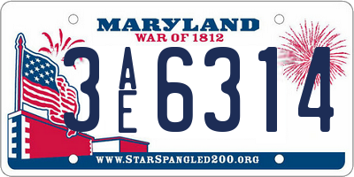 MD license plate 3AE6314