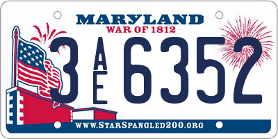 MD license plate 3AE6352