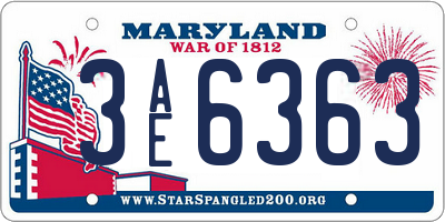 MD license plate 3AE6363