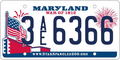 MD license plate 3AE6366