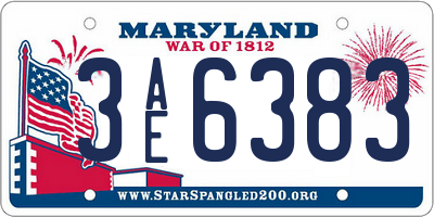MD license plate 3AE6383