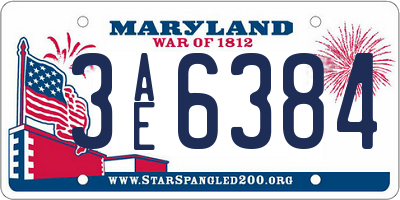 MD license plate 3AE6384