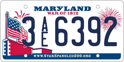 MD license plate 3AE6392