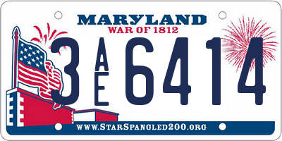 MD license plate 3AE6414