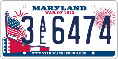 MD license plate 3AE6474