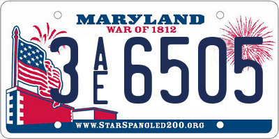 MD license plate 3AE6505