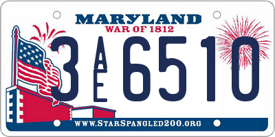 MD license plate 3AE6510
