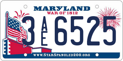 MD license plate 3AE6525