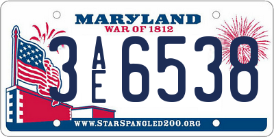 MD license plate 3AE6538