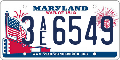 MD license plate 3AE6549