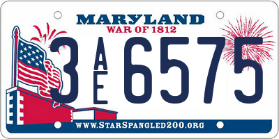 MD license plate 3AE6575