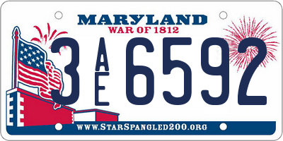 MD license plate 3AE6592