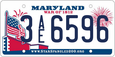 MD license plate 3AE6596