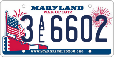 MD license plate 3AE6602