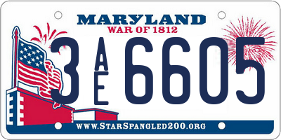 MD license plate 3AE6605