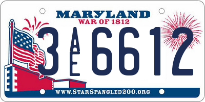 MD license plate 3AE6612