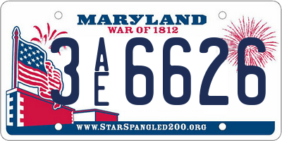 MD license plate 3AE6626