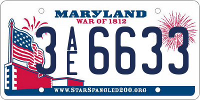 MD license plate 3AE6633