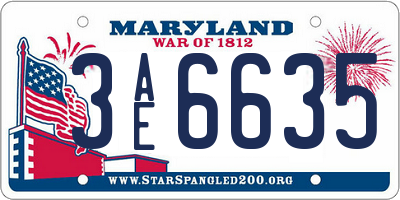 MD license plate 3AE6635
