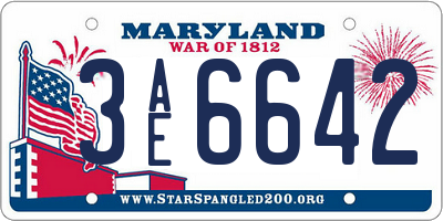 MD license plate 3AE6642