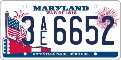 MD license plate 3AE6652