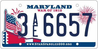 MD license plate 3AE6657