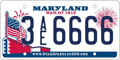 MD license plate 3AE6666
